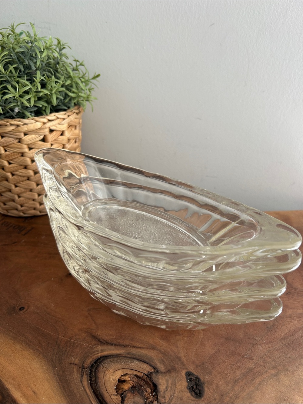 Set of 4 Vintage Libby Glass Banana Split Boats Ice Cream Sundae Dessert Dishes